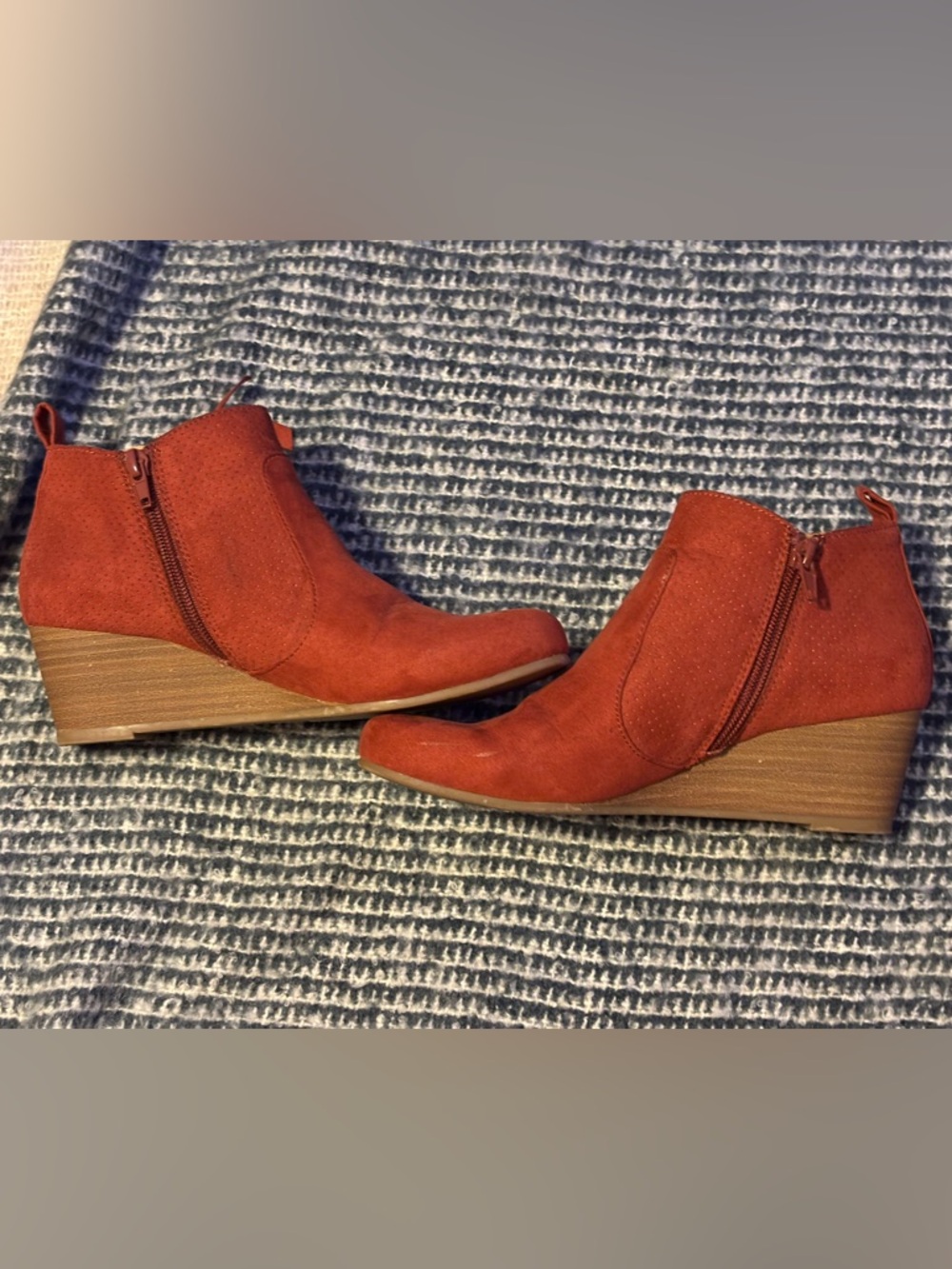 Dolce Vita Rust Suede Wedge Ankle Booties